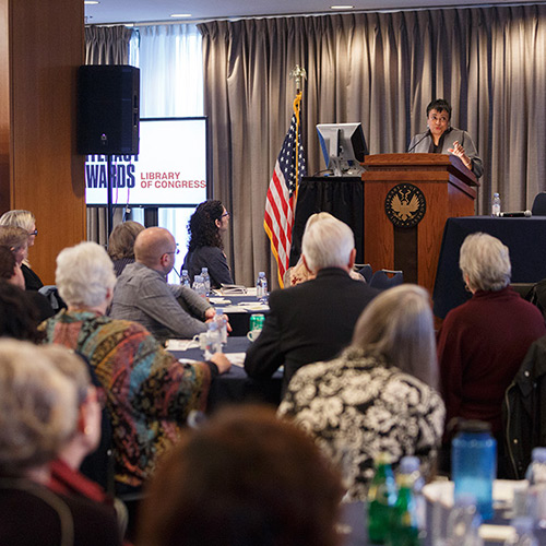 Librarian of Congress Carla Hayden welcomes and addresses attendees of the 2019 Library of Congress Literacy Awards Best Practices Conference.