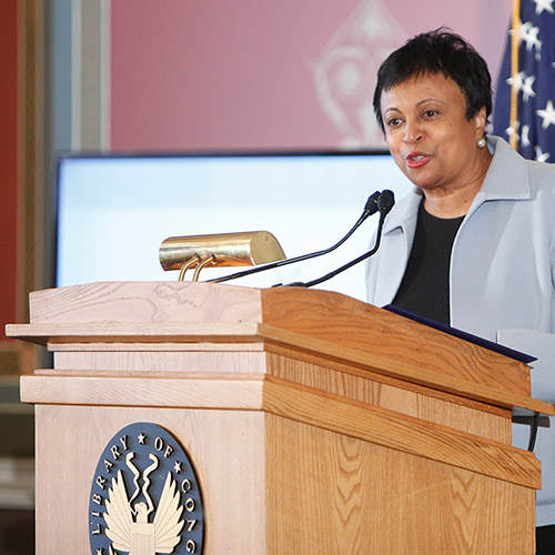 Librarian of Congress Carla Hayden welcomes prize winners and honorees at the 2016 Library of Congress Literacy Awards Celebration.