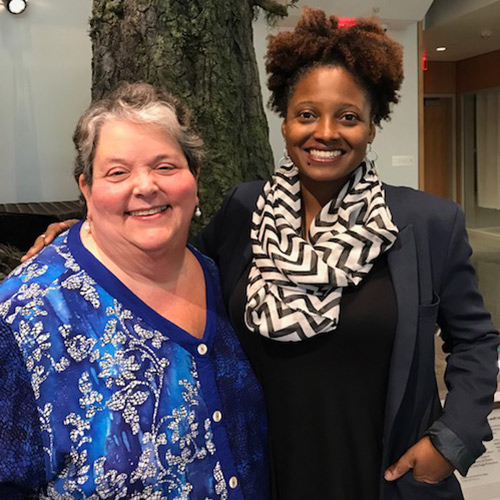 Tracy K. Smith with Patience Frederiksen, State Librarian and Director of the Alaska Division of Libraries, Archives and Museums at the APK State Library, Archives & Museum in Juneau, Alaska. August 29, 2018. Credit: Mary Lou Gerbi.