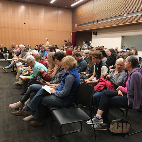 A crowd gathers to hear Tracy K. Smith read from and discuss 'American Journal' at the APK State Library, Archives & Museum in Juneau, Alaska. August 29, 2018. Credit: Mary Lou Gerbi.